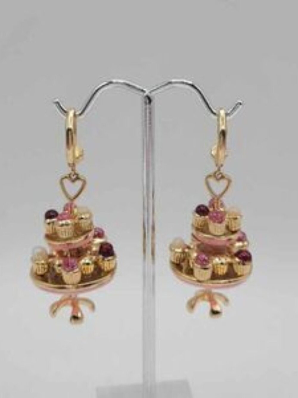 Betsey Johnson Cupcake Tier Earrings on Hooks NWOT